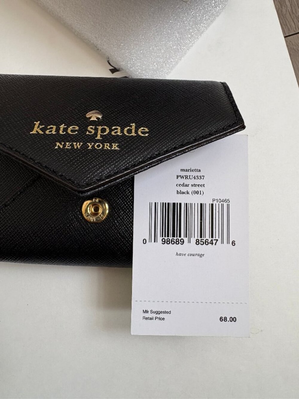 Kate Spade black leather card case / card holder